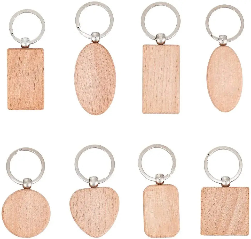 Tai'lai Wooden Blank Round Rectangle DIY Promotion Customized Wood Keychains  for DIY Crafts Wooden Blank Key Chain