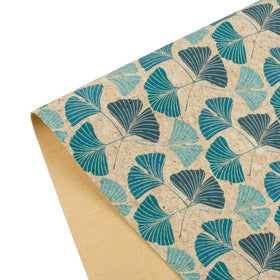 INFOCORK Cork Factory Direct Custom Printed Green Botany Leaves Cork Fabric - Synthetic Microfiber Leather | Wholesale