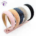 Genya Women's Fashion Wide Beaded Thick Headbands Pearls Crystal Bling Bedazzled Padded Rhinestone Hairband