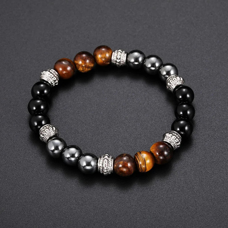 Natural Stone 8mm Tiger Eye Beads Hematite Black Onyx Bracelets for Men Gemstone Crystal Beads Energy Healing Bracelet