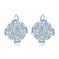 Abiding Natural Sky Blue Topaz Flower Piercing Gemstone 925 Sterling Jewelry Silver Charm Earrings for Women