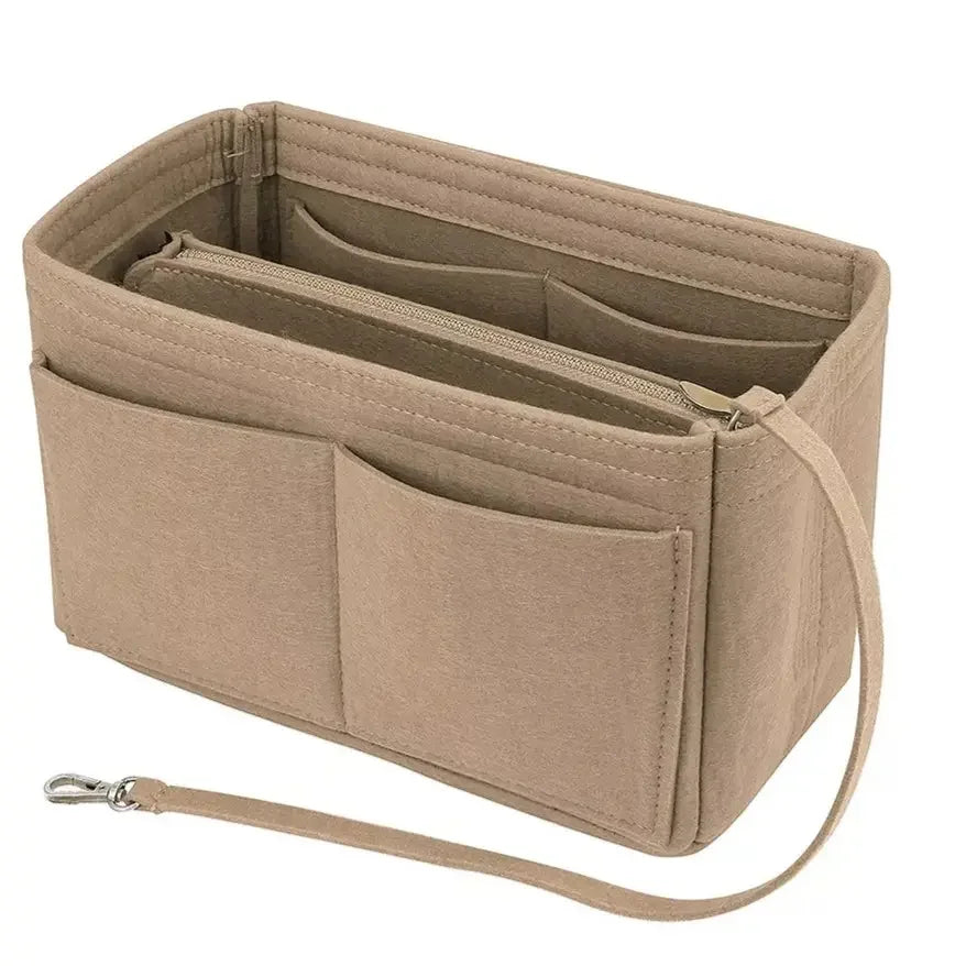 Fashion Felt Travel Toiletry Cosmetic Bag Purse Organizer Insert Felt Bag Organizer With Zipper Handbag Tote Shaper
