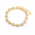 QIKU Fashion Multi Heart Shape Inlay Crystal Bracelet Gold Plated Copper Zircon Charm Wedding Engagement Jewelry Accessory Gift