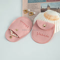 Custom New Design 7.8 x 8.5cm Microfiber Jewelry Pouch Bag Pink Oval Suede Pocket with Gold Button for Earrings Rings