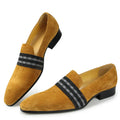 Luxury Men's Cow Suede Loafers Elegant Casual Pointed Toe Slip-On Closure for Winter Wedding Parties-High Quality