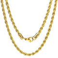 18k Gold Plated 5mm Twisted Rope Chain Necklace Jewelry Stainless Steel Chunky Long Neck Rope Link Chain