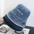 Custom Traveling Woman Denim Jeans Bucket Hat Distressed Vintage Fisherman Beach Summer Bucket Hats