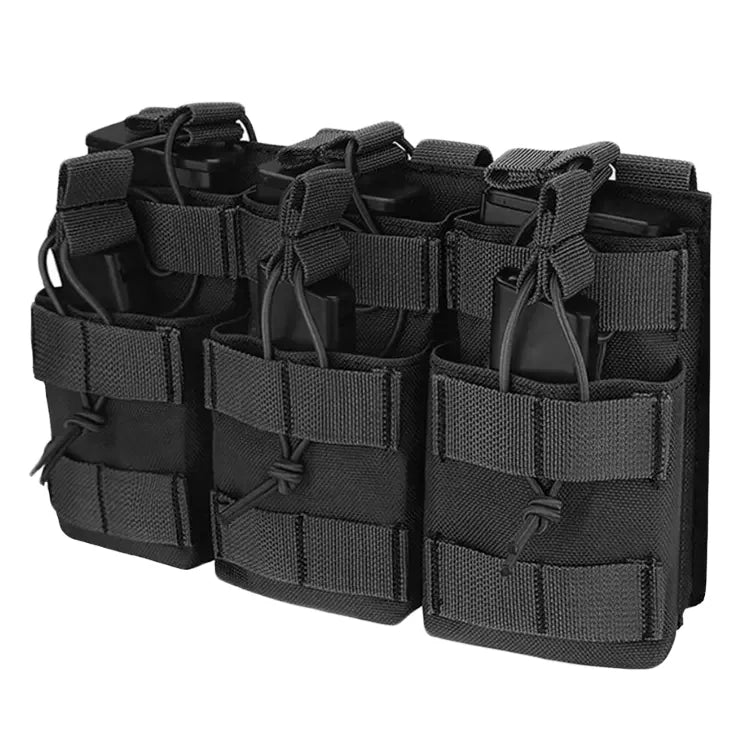 Triple-Layer Tactical Molle Open Top Magazine Holder Carrier Black Pouches for Hunting Accessories