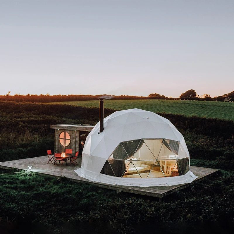 Outdoor Pvc Waterproof Resort House Camping Geo Dome Glamping Event Hospitality Tent for 50-200 People
