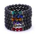 Yellow Blue Green lava Natural Stone Bracelets Volcanic Stone Faceted Beaded Elastic Perfume Bead Round Gemstone Bracelet