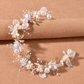 Bridal Headband Beautiful Pearl Flower Wedding  Head Decoration Hand-woven Gold Leaf Headdress Children's Head Band