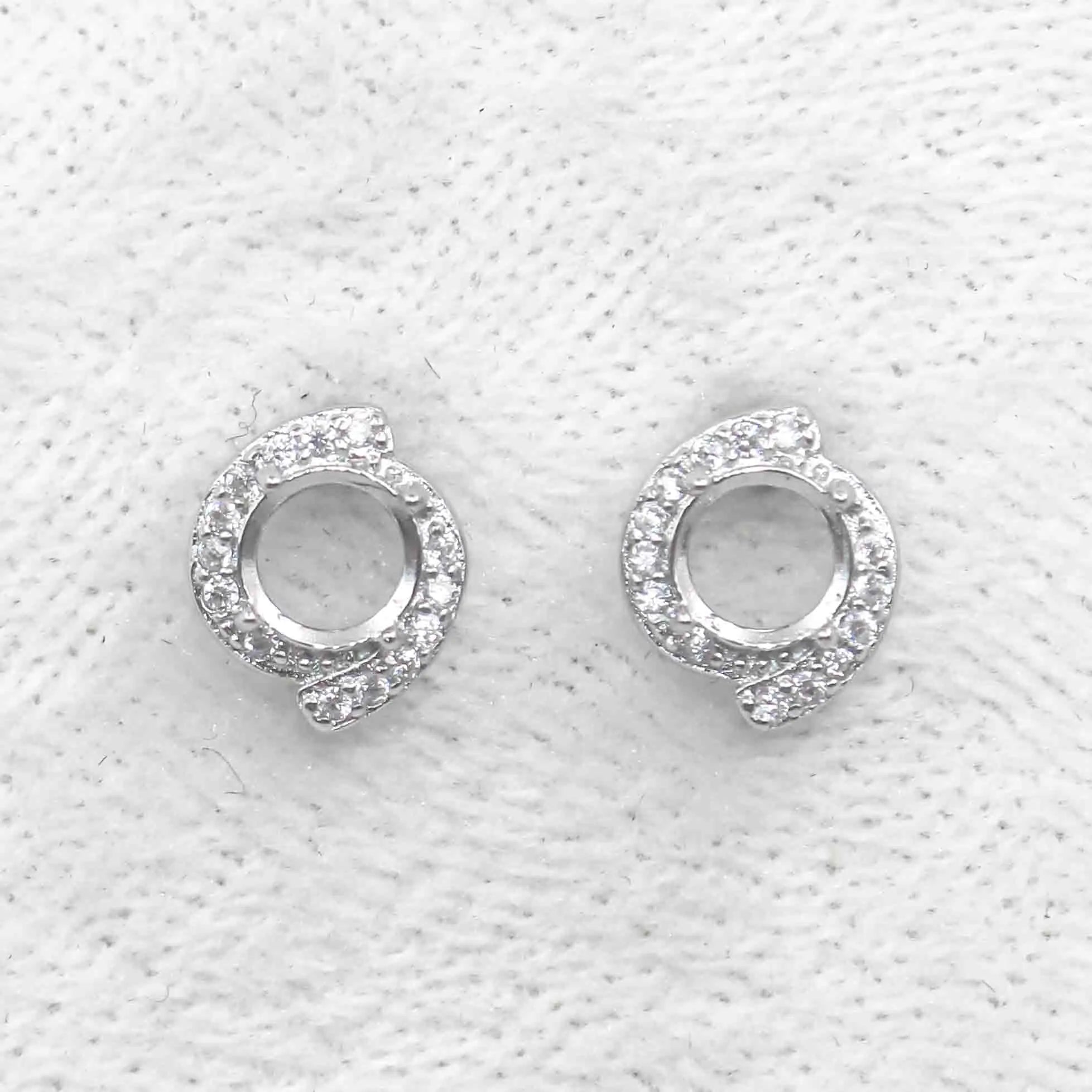 Sterling Silver 5*5mm Semi Mount Stud Earrings Empty Support Blank Claws Setting S925 Base Without Center Stone for DIY Inlay