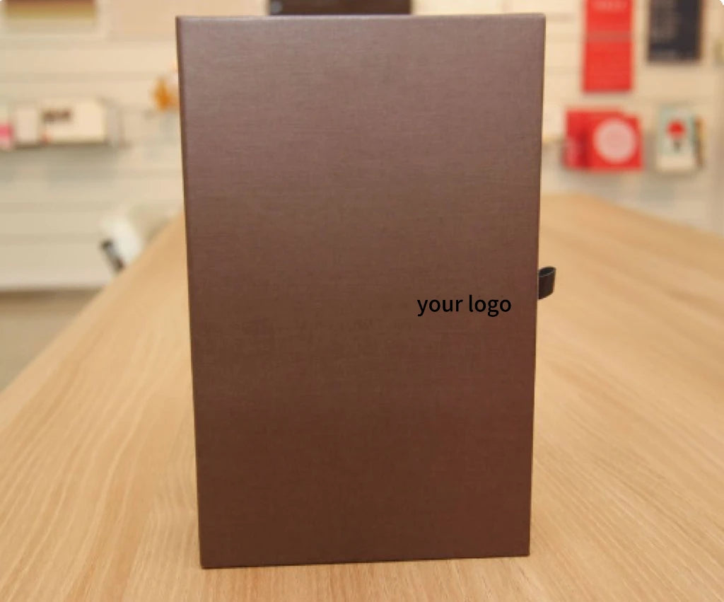 Luxury Matt Brown With Spot Custom Logo Paper Packaging Box Sliding Drawer Box Gift Box