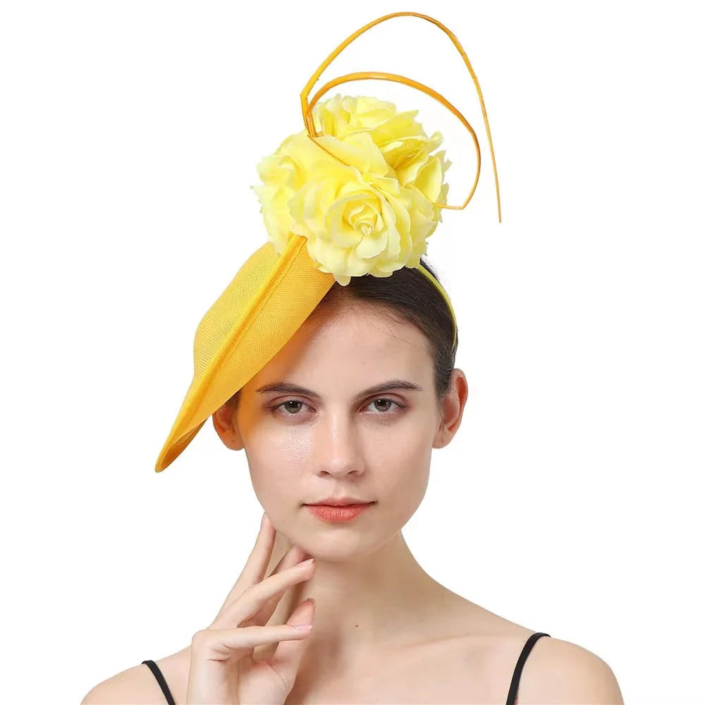 New Women's Wedding Fascinator Church Sinamay Feather Hair Band Accessory England Style