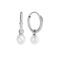 Women Fashion Small Tiny 925 Sterling Silver Pearl Dangle Earrings