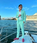 Summer Mint Green Beach Men Suits Wedding Tuxedos One Button Blazer Outfits Business Formal Wear Jacket and Pants