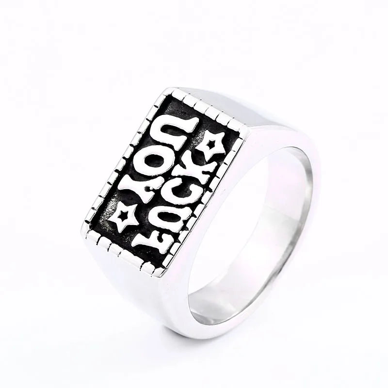 SS8-661R Steel Soldier Letter Men and Women Ring Punk Biker Stainless Steel Fashion Jewelry Gift