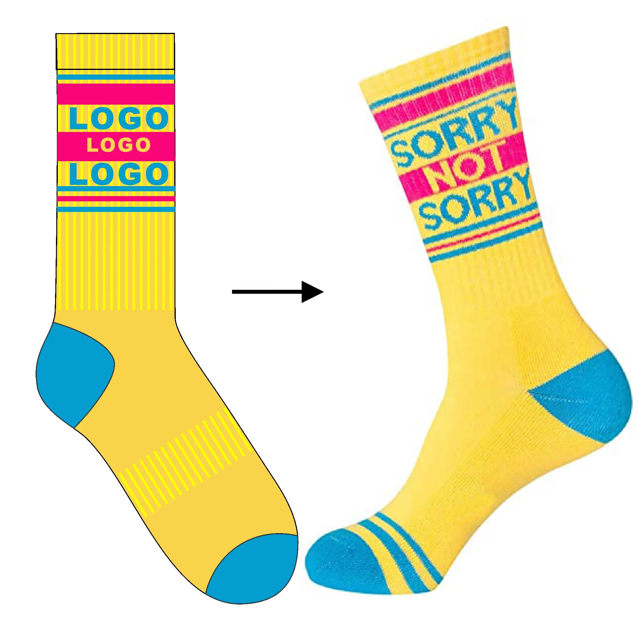 High Quality Fashion Embroidery Jacquard Logo OEM 100% Cotton Custom Crew Sport Socks Men
