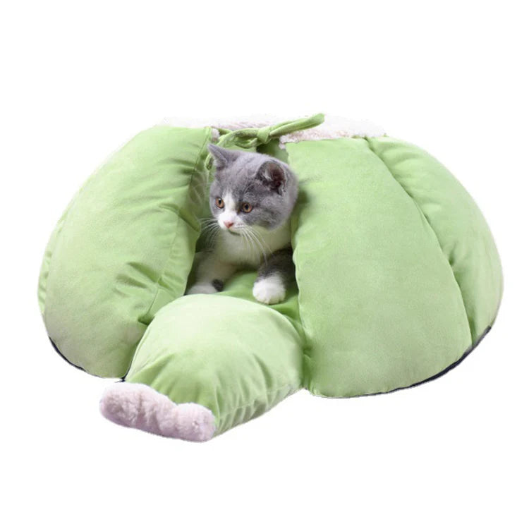 Wholesale Luxury Washable Solid Color Removable Cover Donut-Shaped Cat Cave Cat Dog Pet Beds with Hanging Plush Ball