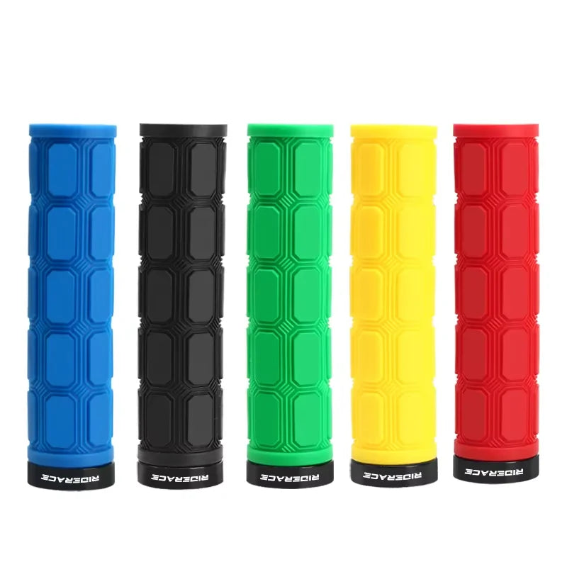 RIDERACE Mountain Bike Handlebar Grips Lock on MTB Bicycle Handle Bar Cover Rubber Shockproof Non-Slip Ergonomic Cycling Grips