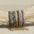 Bohemian 4mm Natural Stone Bracelet for Women Stainless Steel Chains Yoga Meditation Healing Inspired Dainty Beaded Bracelet