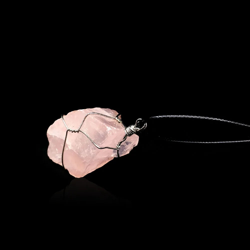 Huiying Diy Wholesale Natural Pink Rose Quartz Crystal Pendant Jeweley
