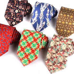 Men Neck Tie Floral Jacquard Silk Neckties for Men 8cm Casual Printed Necktie Polyester Custom Tie Groom Wedding Suit Neck Tie