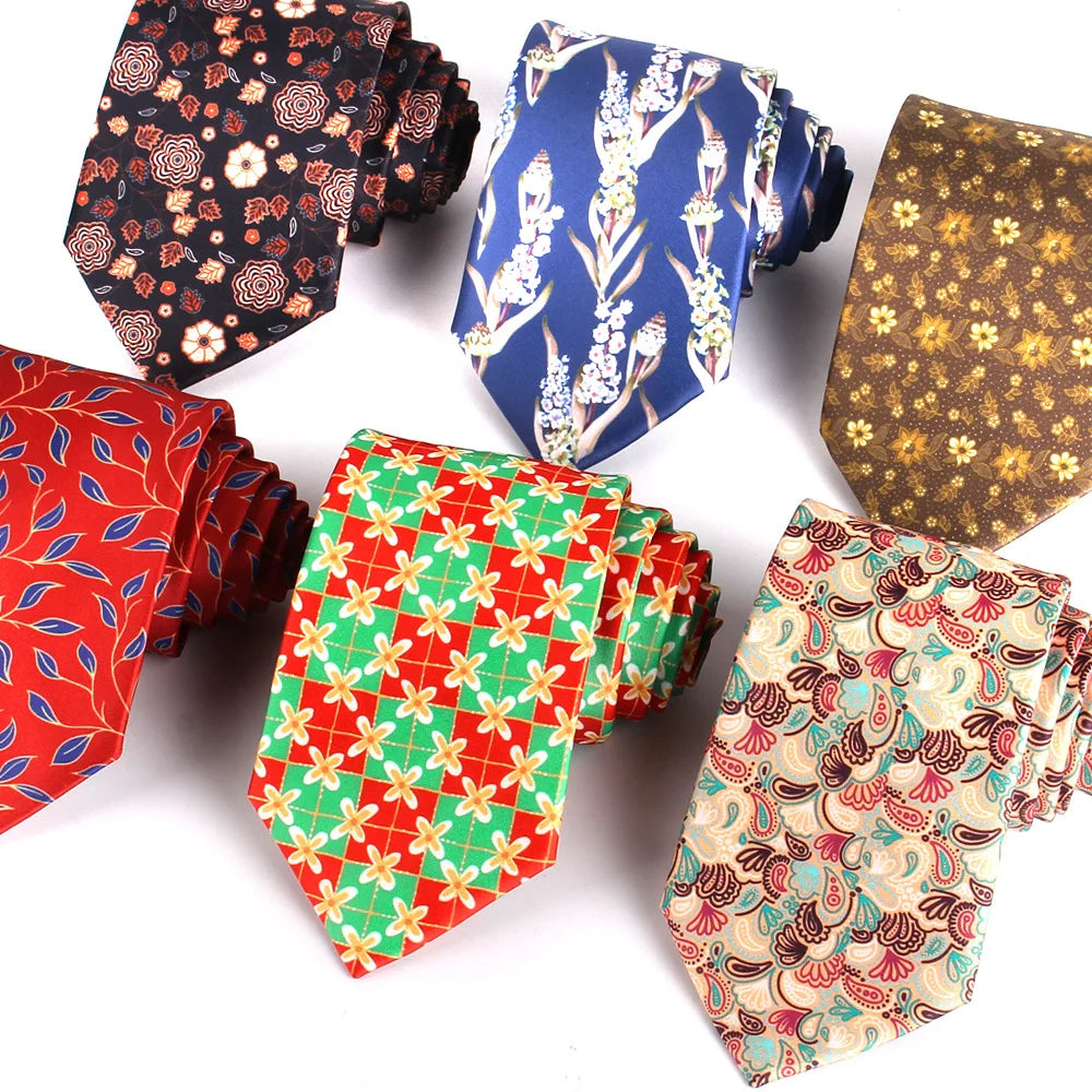 Men Neck Tie Floral Jacquard Silk Neckties for Men 8cm Casual Printed Necktie Polyester Custom Tie Groom Wedding Suit Neck Tie