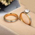 Fashion Ring With Big Zircon Gold Plating PVD Brushed Stainless Steel Couple Rings Jewelry Men Women