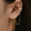 Simple Star Rhinestone Long Chain Earrings for Women Shine Geometric Tassel Piercing Earring Crawler Tassel Dangle Party Jewelry