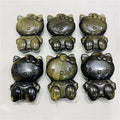 Hot Sale Crystal Stone Carved Natural Golden/Silver Sheen Obsidian Hello Kitty for Gifts