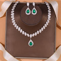 Luxury Elegant Shiny Water Drop Crystal Rhinestone Necklace Earrings Bridal Wedding Engagement Jewelry Set
