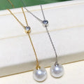 N443 11-12mm DIY Natural  Freshwater Pearl Charm Pendant Necklace Chain Accessory 925 Sterling Silver Jewelry for Women