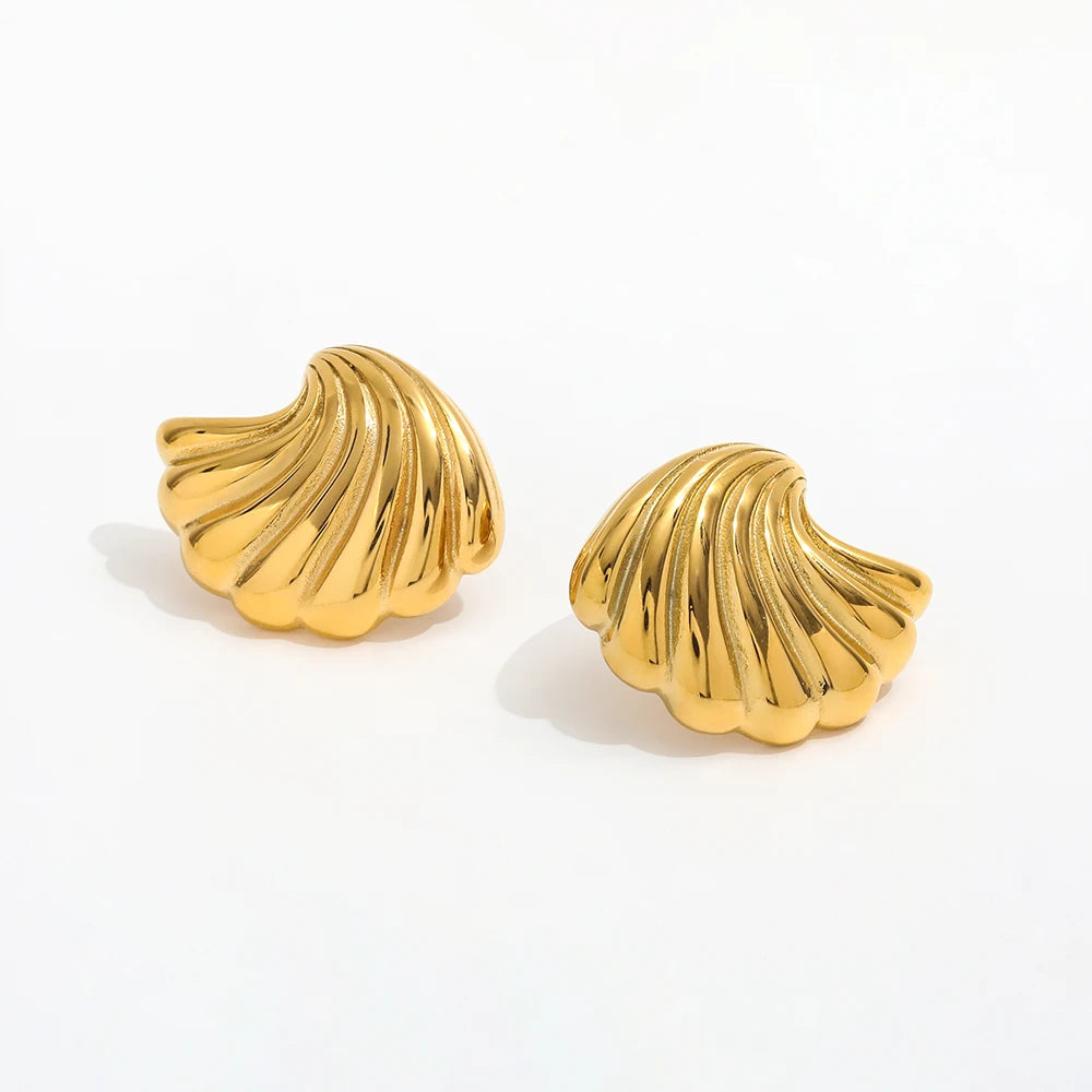Joolim New Trendy 18K Gold Plated Waterproof Tarnish Free  Shiny Polished Holiday Style Statement Stainless Steel Stud Earring