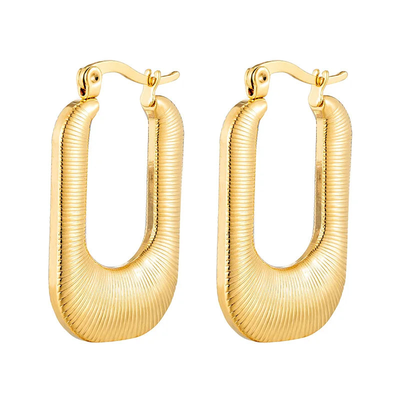 Fashion Women's Earrings Jewelry Earrings Luxury 18K Yellow Gold Filled Stainless Steel Earrings for Girls