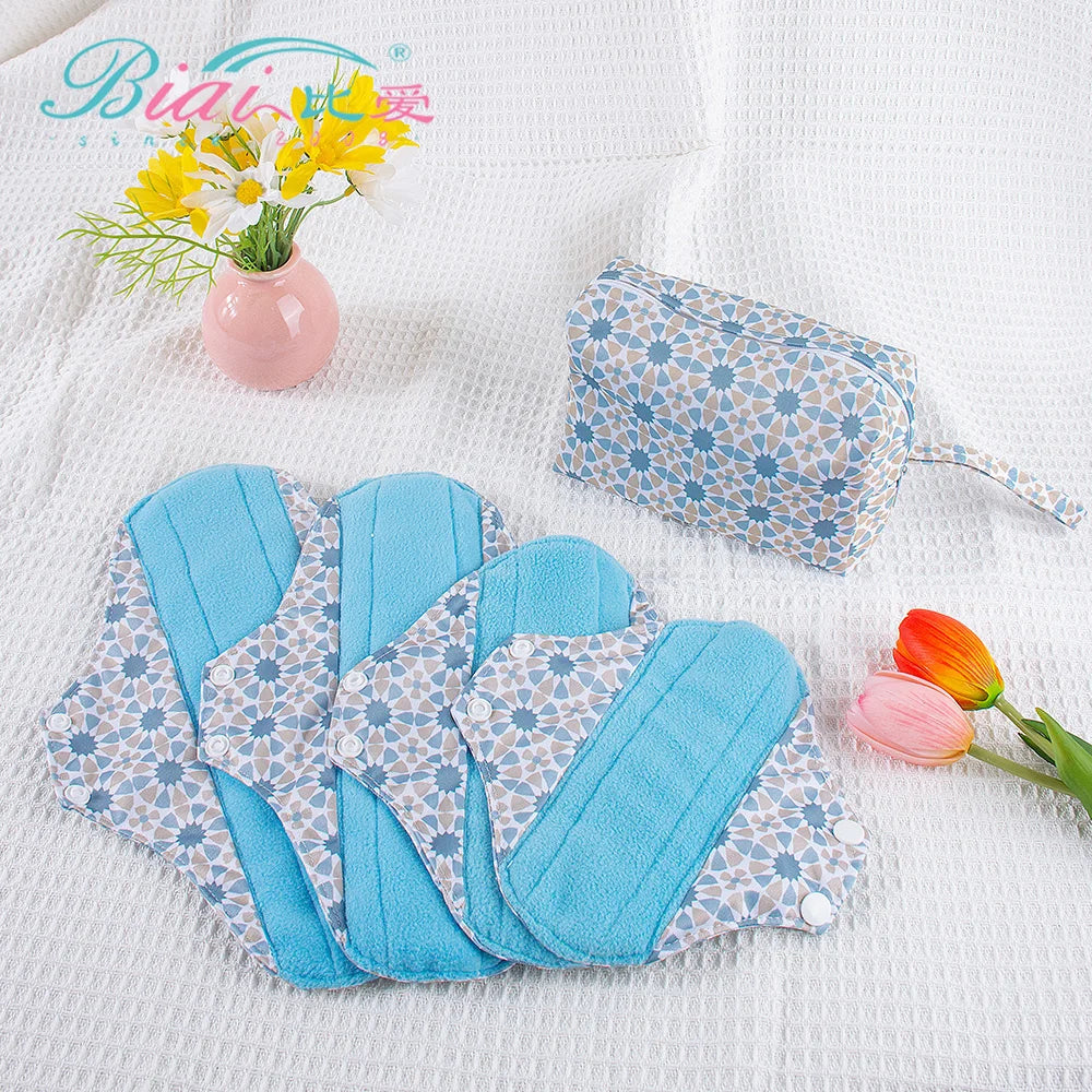 5Pcsreusable Menstrual Cloth Pad Set Cleanable Reusable Period Reusable Sanitary Pads Menstrual With Wet Bag