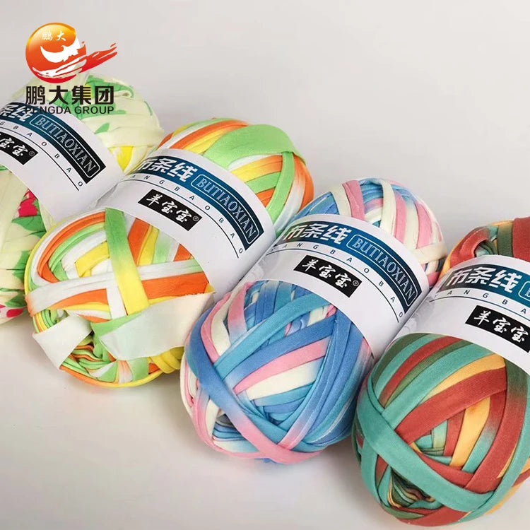 Fancy Roll Tape Cotton Spotlight Spaghetti Handbag Crochet Hand Knitting Chunky T-shirt t Shirt Tshirt Yarn for Bag
