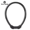WEST BIKING Durable Bike Lock Updated Bold Steel Cable Mountain Bicycle Password Cycling Lock Portable Anti-Theft Security