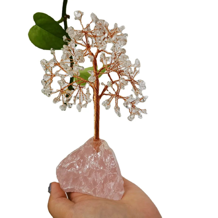 Clear Quartz Crystal TREE Natural Clear Chips Money Tree Handmade Gemstone Life Tree Small Size