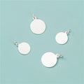 Custom Logo 925 Sterling Silver Disc Tag Pendant Diy Blank Round Circle Charm Jewelry Accessories for Laser Engraving