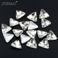 JUNAO 6mm 10mm 18mm Triangle Shape Clear Crystal Strass Non Hotfix Diamond Pointback Glass Rhinestones for Garment