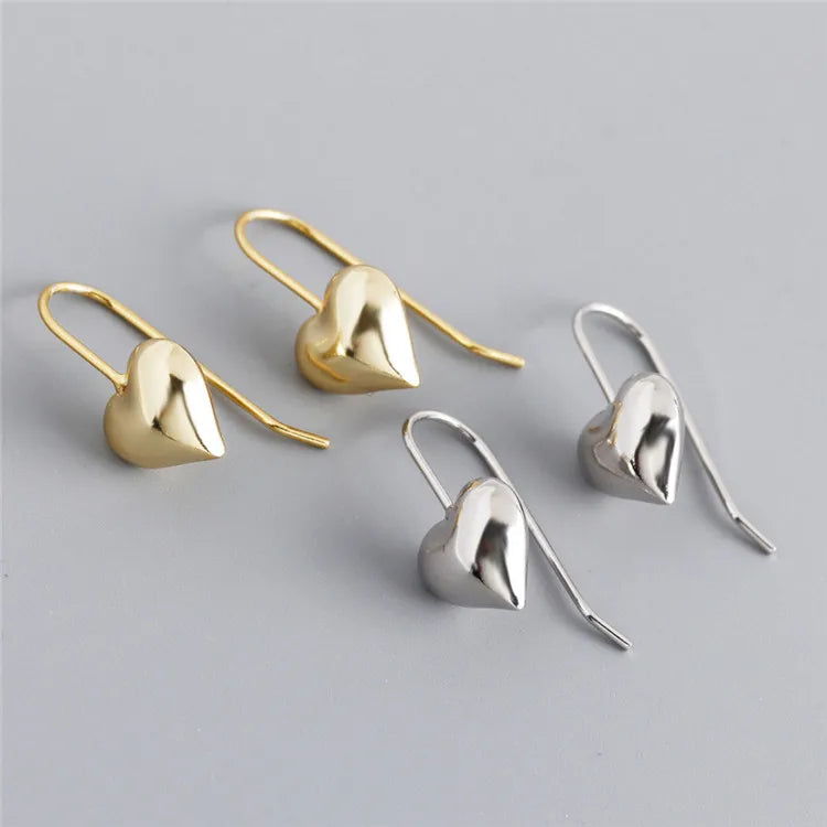 SP Chunky Hook Style High Quality S925 Sterling Silver Heart Pendant Earrings 18K Gold Plated