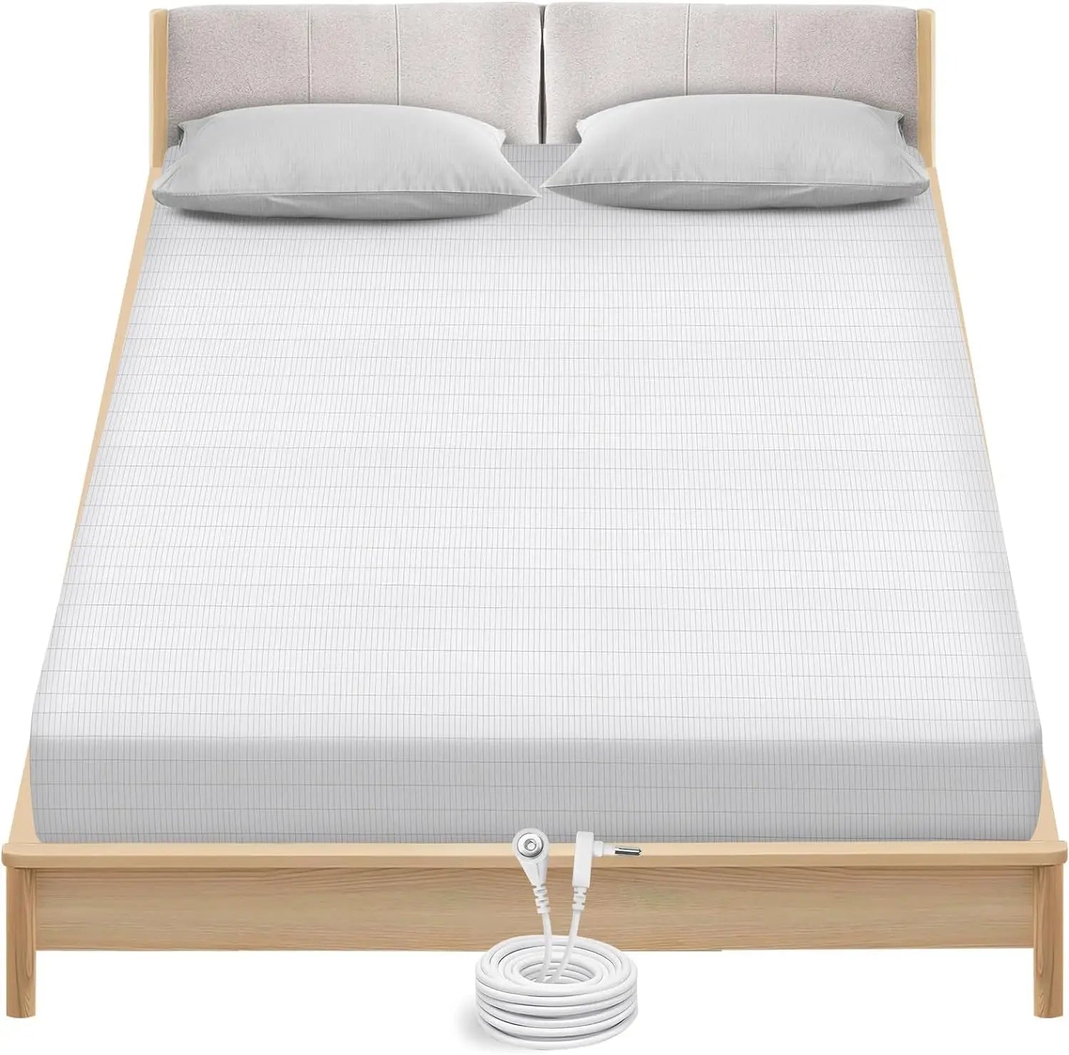 Grounding Sheet 90% Organic Cotton + 10% Silver Grounded Fitted  Sheet for Improved Sleep Connected Earth