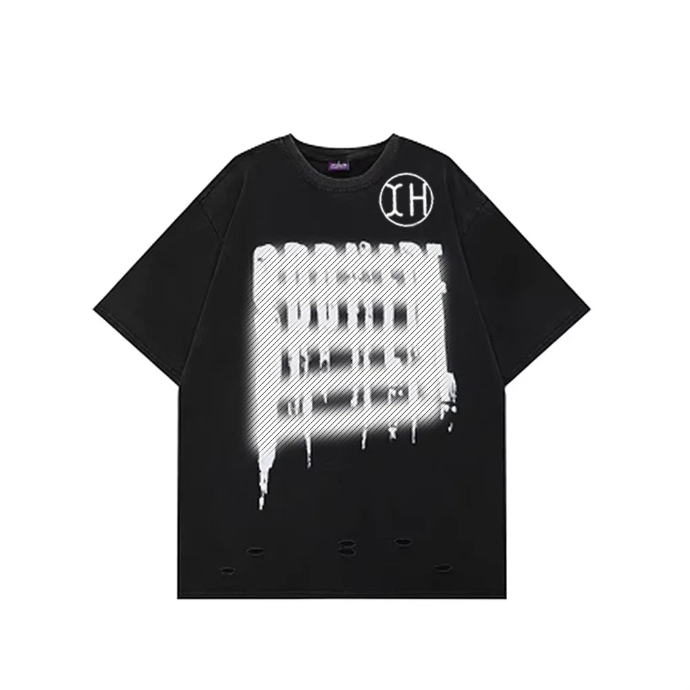 Supplier Custom Heavyweight 100% Cotton Graphic Print T Shirt High Street Oversize Distress Wash Tshirts for Men