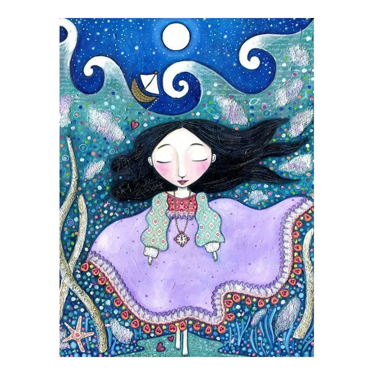 Ever Moment Mosaic Of Diamonds Cross-stitch 45x60 Girl Picture Cartoon Canvas Rhinestones Art Paintings For Interior 3F2616