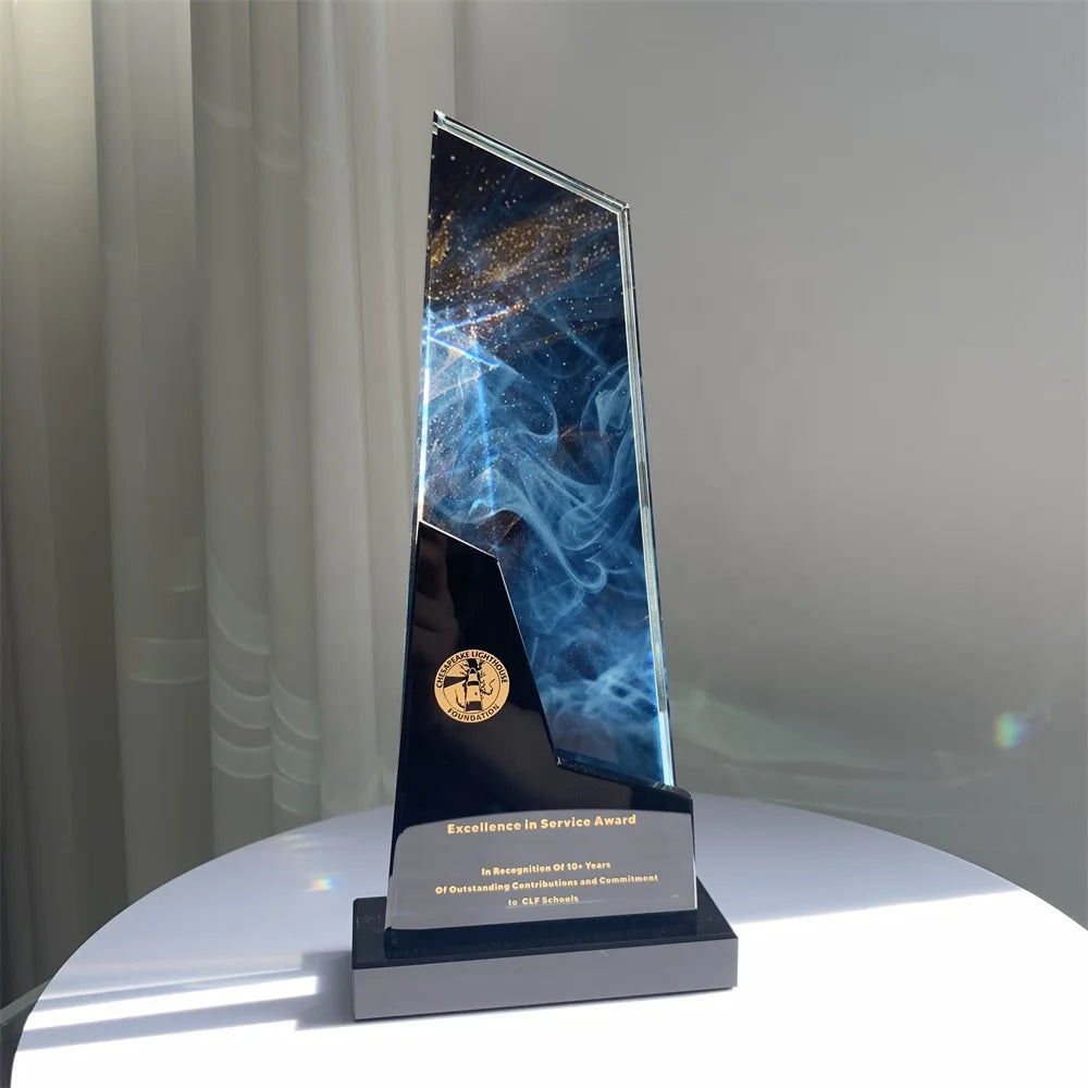 Professional Custom Business Gift 3d Laser Engraving Office Trophy Crystal Glass Trophies