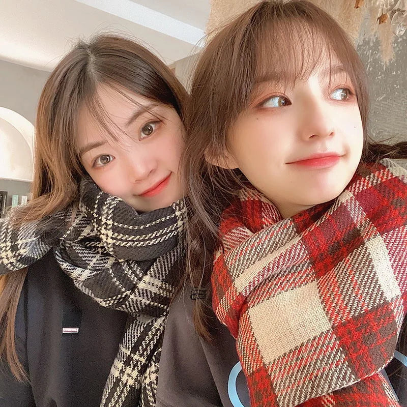 New  Style Ambiance Checked Scarf for Women Autumn Winter Students Thickened Warm Versatile Scarf