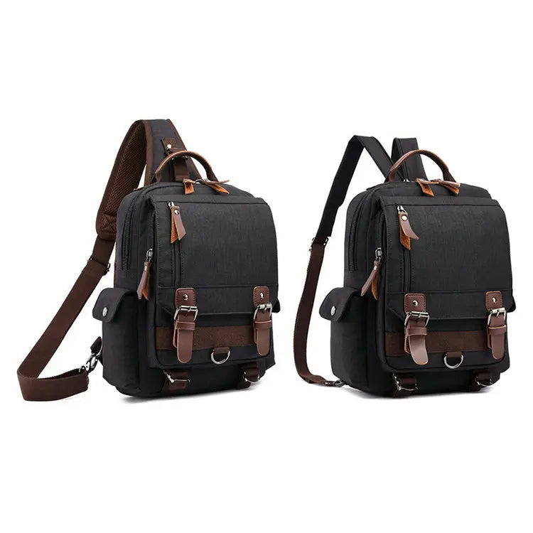 Outdoor Cotton 16OZ Canvas Custom Print Logo  Backpack Side Sling Crossbody Luggage Travel Shoulder Messenger Bag for Men Women