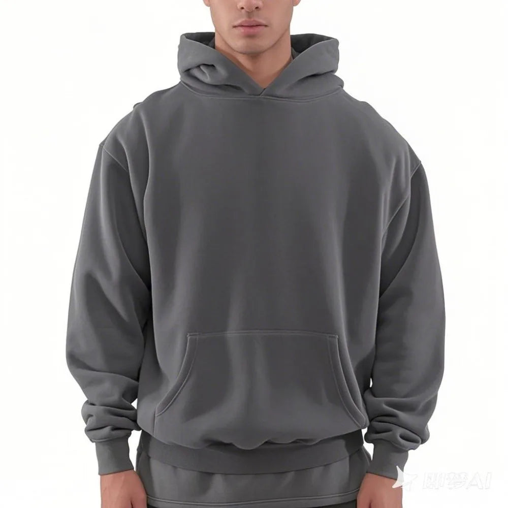 Premium Men's Heavyweight 100% Cotton Crew Neck Sweatshirts Zipper Boxy Fit Drop Shoulder Short Length Factory Direct Hoodies