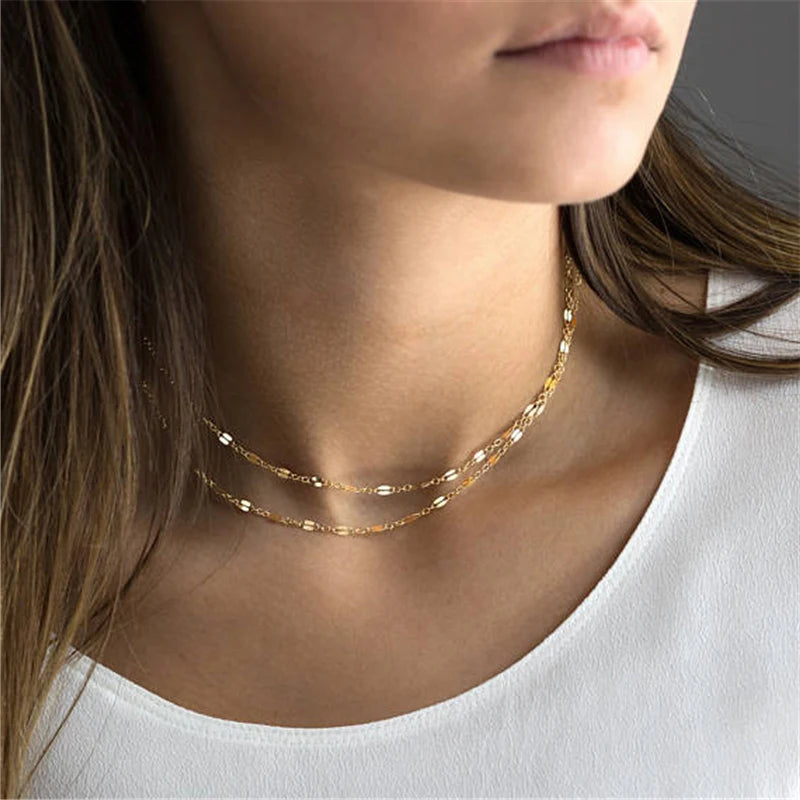 Custom Necklace 14K Gold Filled Choker Handmade Collier Femme Kolye Collares Layer Necklace Boho Long Necklace for Women